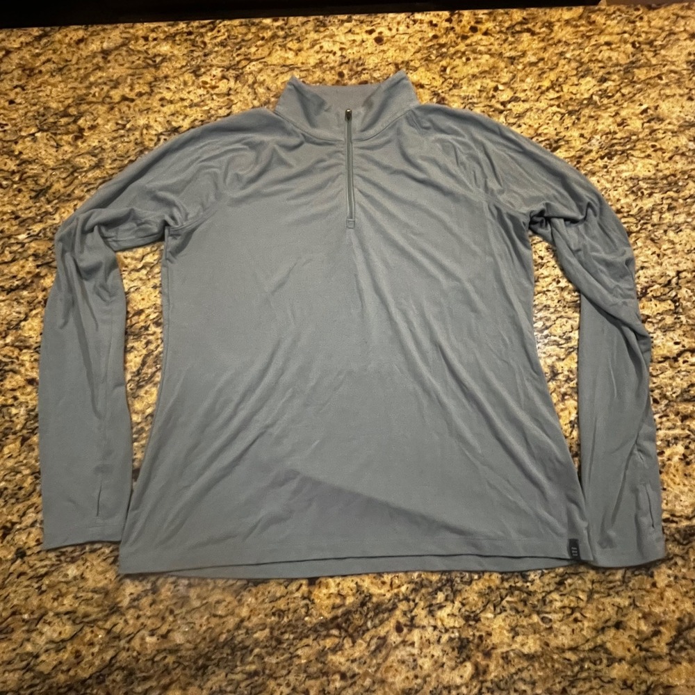 Free Fly Bamboo Quarter Zip Pullover Women Large Gray Thumbhole Performance Top